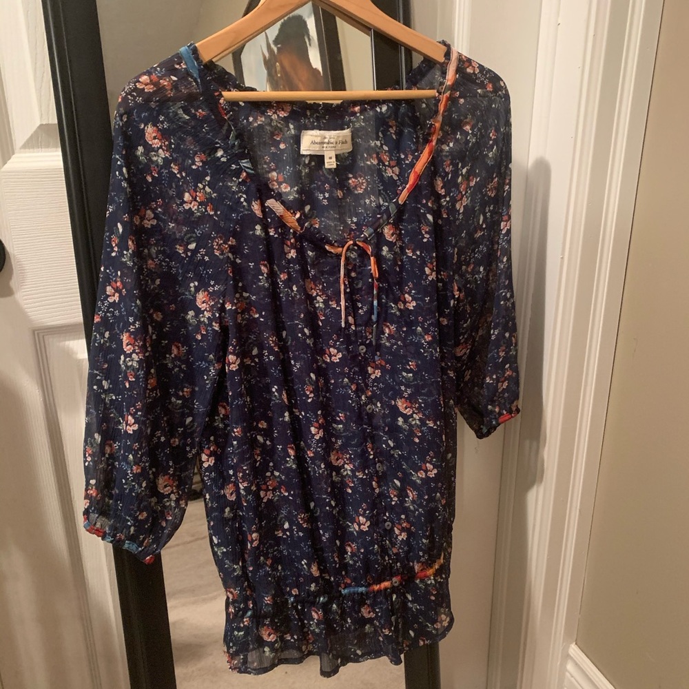 Blue Abercrombie Sheer Blouse